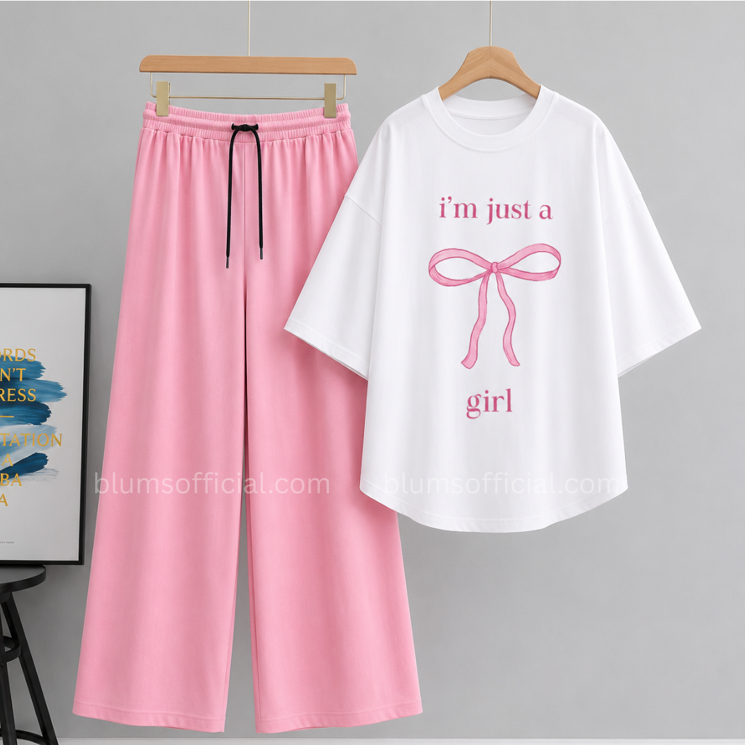 Just a Girl White Oversized & Pink Flapper