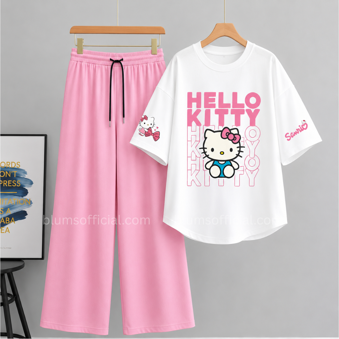 Hello Kitty White Oversized & Pink Flapper