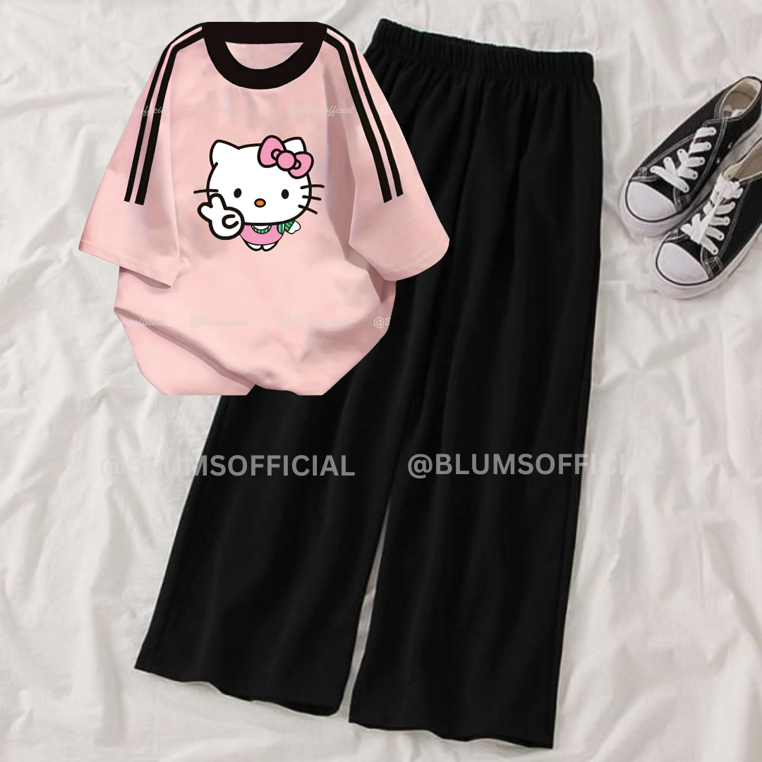 Hello Kitty Pink Shirt & Wide Leg Trouser
