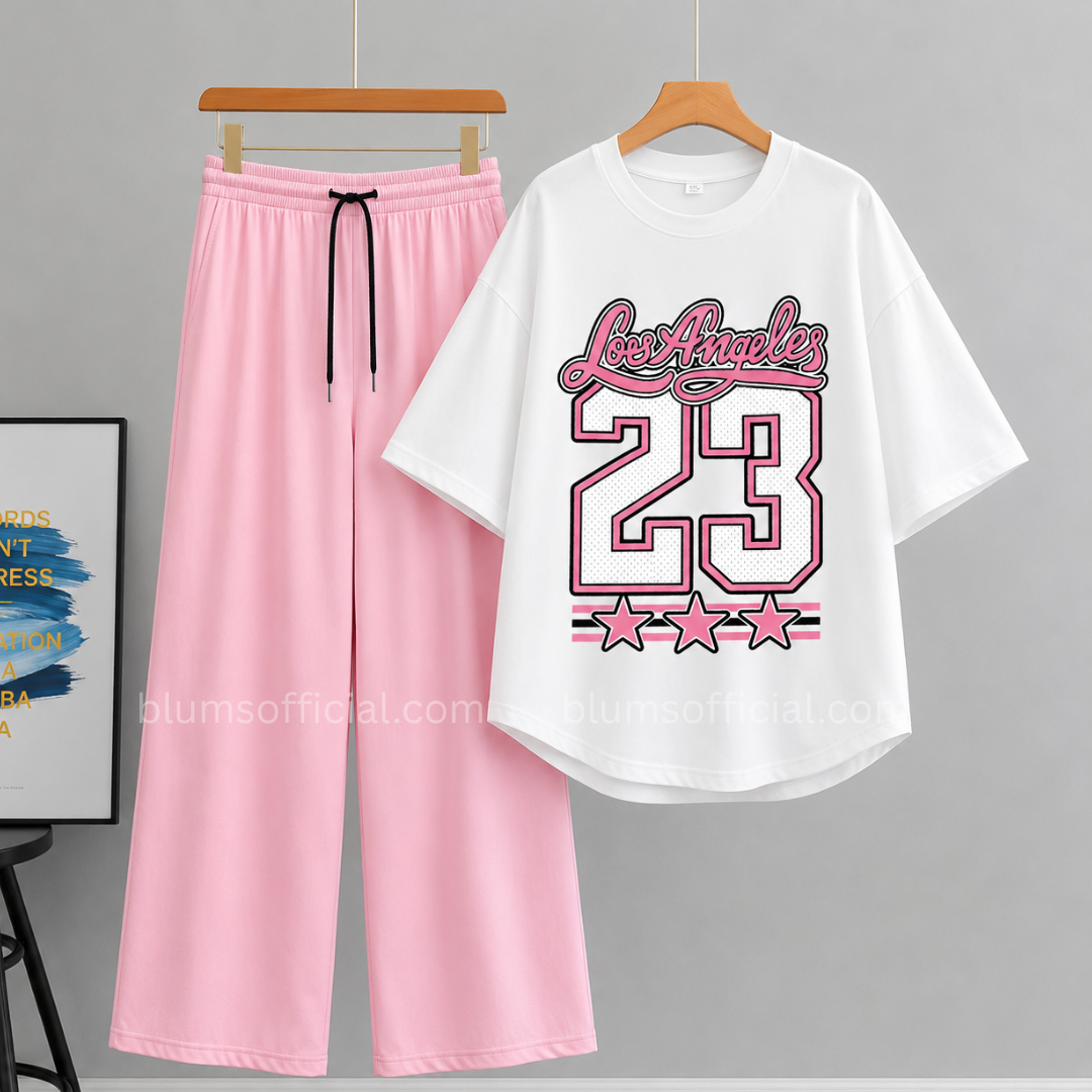 LA 23 White Oversized & Pink Flapper