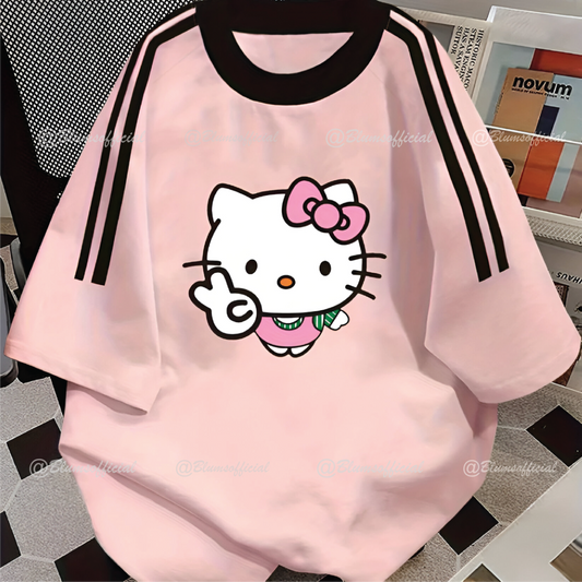 Hello Kitty Pink White Oversized Tee