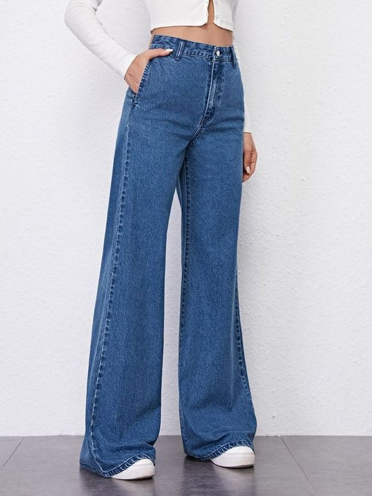 Navy Wide Leg Jeans